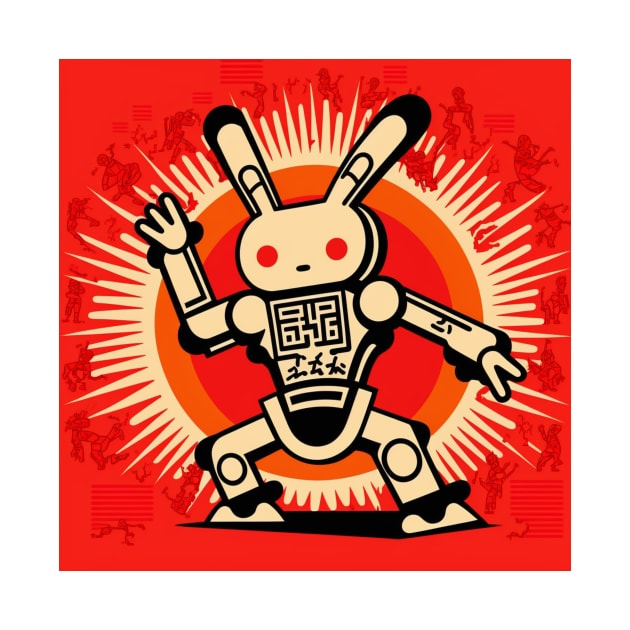 Funny Keiths Harings,Rabbit Robot Dancing by Art ucef