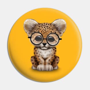 Cute Baby Leopard Cub Wearing Glasses Pin