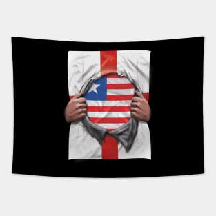 Liberia Flag English Flag Ripped - Gift for Liberian From Liberia Tapestry