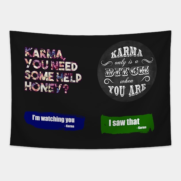 Funny karma quote stickerpack Tapestry by InkLove