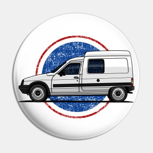 The iconic white van with french circle background Pin