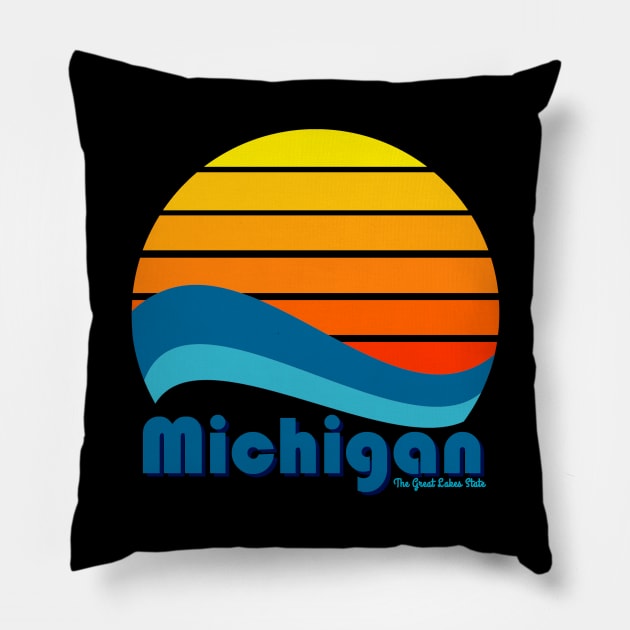 Michigan Sunset Pillow by Megan Noble