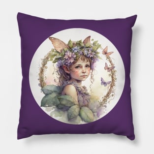 Fairy, Pixie Cute in Her Woodland Home Pillow