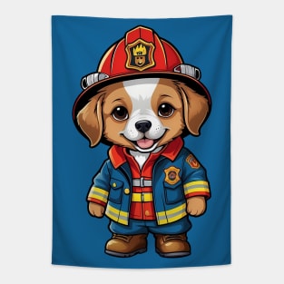 Cute Firefighter Dog Tapestry