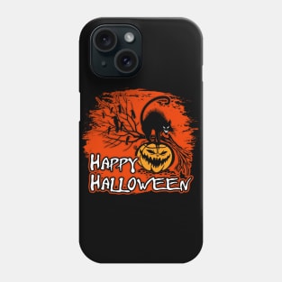 Happy Halloween Pumpkin and Black Cat Phone Case