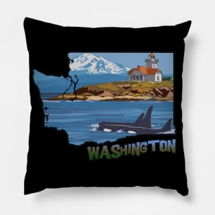 Washington State Coastal Drawing Pillow