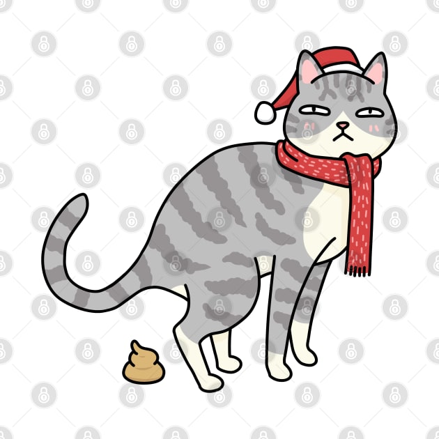 Christmas Tabby Cat Pooping by Takeda_Art