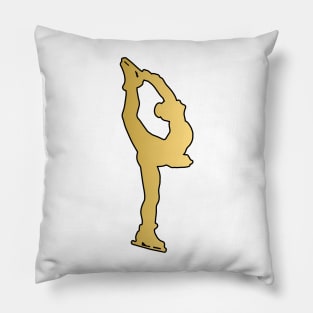 Figure Skating Silhouette in Gold Pillow