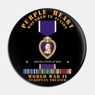 Purple Heart - WIA w WWII SVC w Purple Heart - Europe Pin