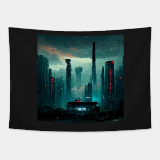 Abandoned Cyberpunk City Tapestry