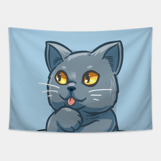 Pocket Cute British Shorthair Cat Tapestry by TechraPockets