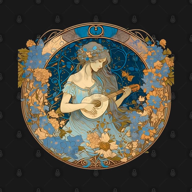 Lute Player in a Garden by April Snow 