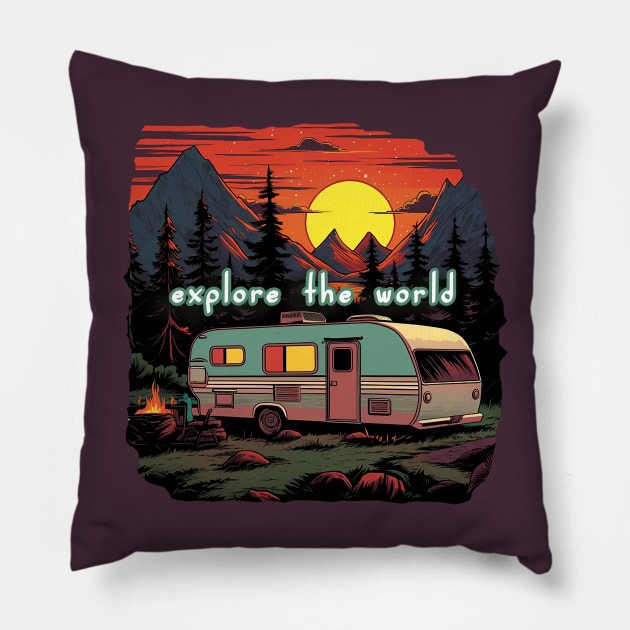 RV: Explore The World Pillow by nonbeenarydesigns