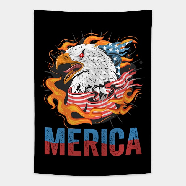 Merica Eagle Independence Day Gift Tapestry by BadDesignCo