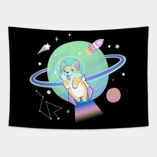 Astronaut Corgi Dog Lover Tapestry