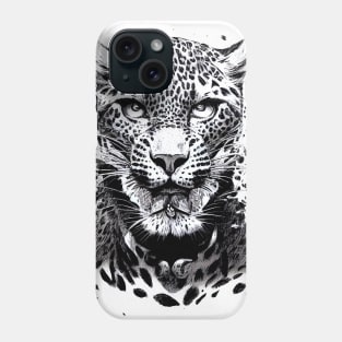 Leopard Jaguar Wild Nature Illustration Line Epic Illustration Line Art Phone Case