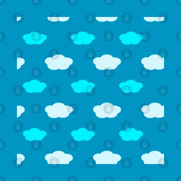 Fluffy Cloud Pattern in Blue by Kelly Gigi