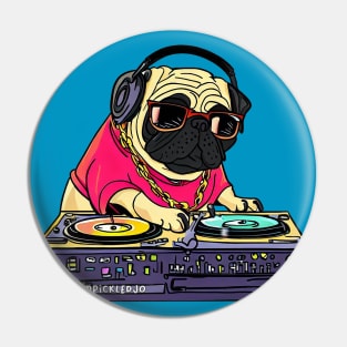 Pug DJ Cartoon Pin