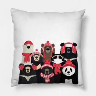 Bear family portrait- Winter edition Pillow