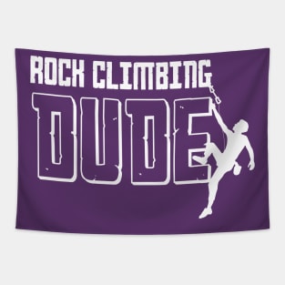 Rock Climbing Dude White Silhouette Tapestry