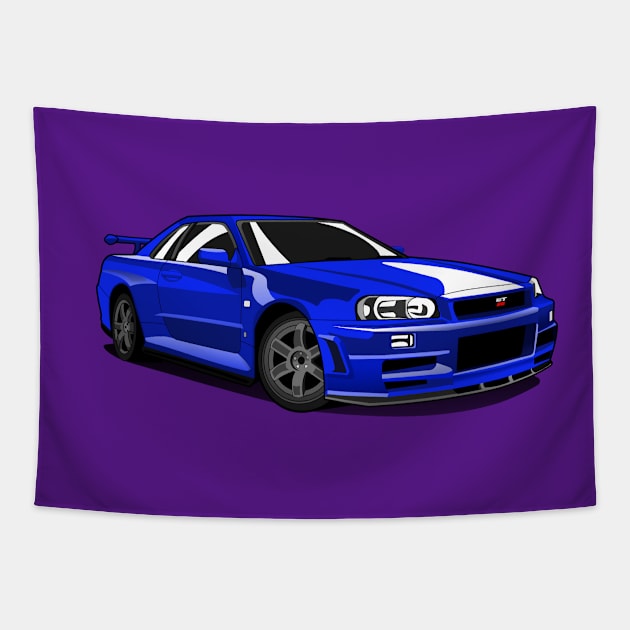 Skyline R34 Tapestry by Art by Tyler Prawl