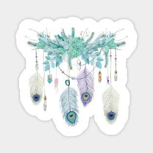 Peacock Feather And Crystal Spirit Gazer Magnet