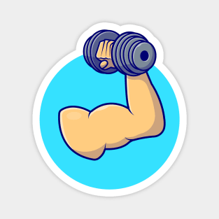 Hand Lifting Dumbbell Cartoon Vector Icon Illustration (2) Magnet