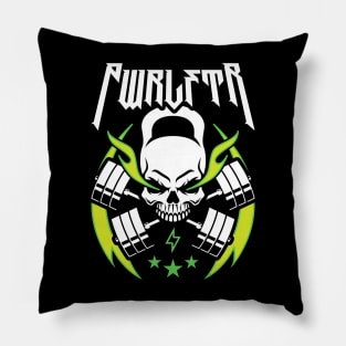 PWRLFTR / Powerlifter (Kettlebell Skull Cross Barbell) Green Blaze Pillow