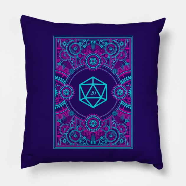 Cyberpunk Polyhedral D20 Dice Steampunk Pillow by dungeonarmory