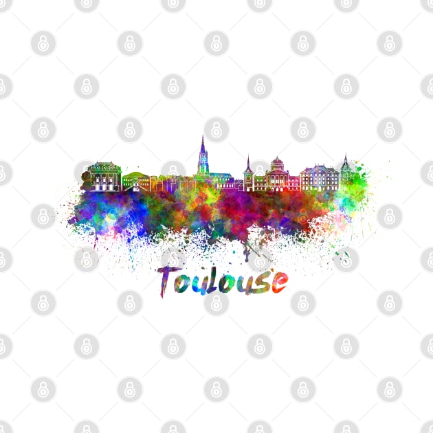 Toulouse skyline in watercolor by PaulrommerArt