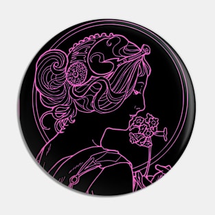 Alphonse Mucha Primevere Pink Neon Pin