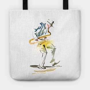 Saxophonist Player Musician Drawing Tote