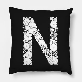 Floral Letter N Pillow