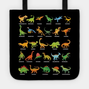 Dinosaur Species with Names Dino T-Rex Velociraptor Triceratops Dinosaurs Tote