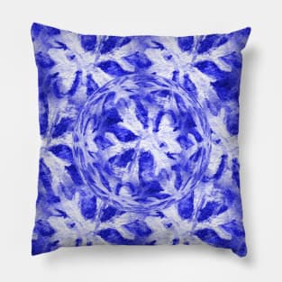 Cobalt Blue Watercolor Snowflake Christmas Pillow