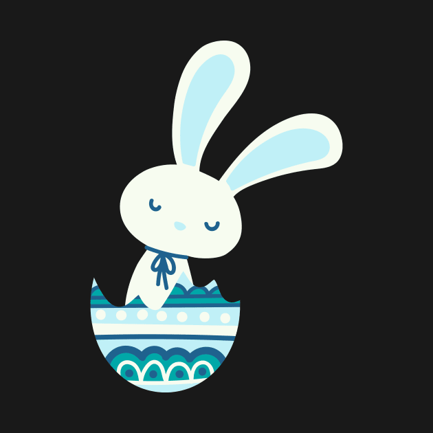 Easter rabbit in a pastel and dark blue egg shell. by Kristalclick 