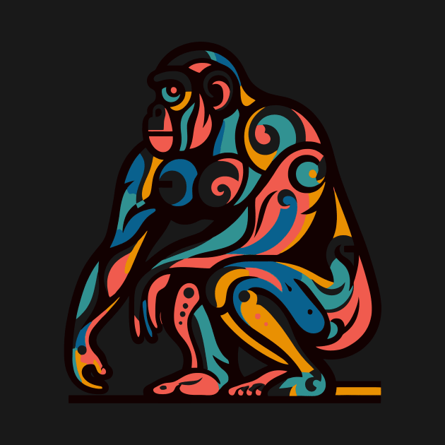 Pop art monkey illustration. cubism illustration of monkey by gblackid