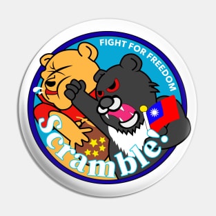 TAIWAN Formosan Bear Punches China - Taiwan Airforce Badge - Scramble! - FIGHT FOR FREEDOM - TAIWAN INDEPENDENCE SOLIDARITY - PROTEST CHINA Pin