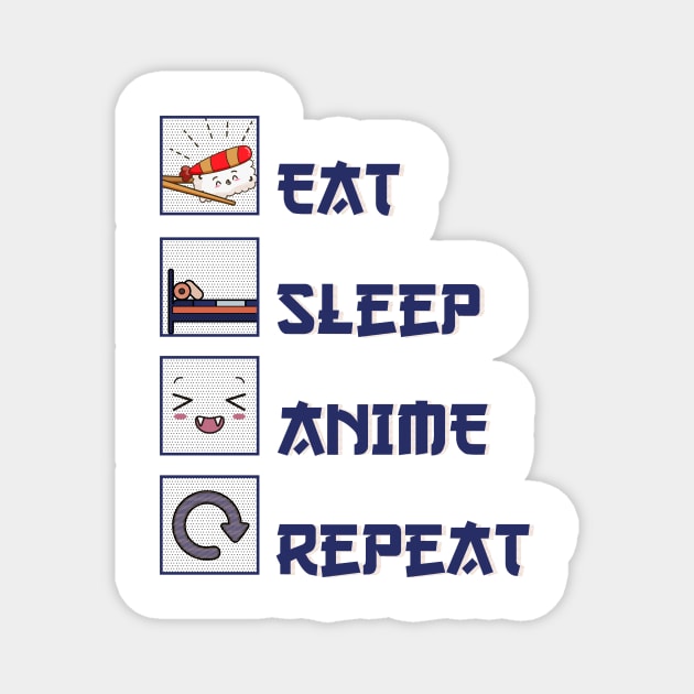 Eat sleep anime repeat Magnet by Hinode