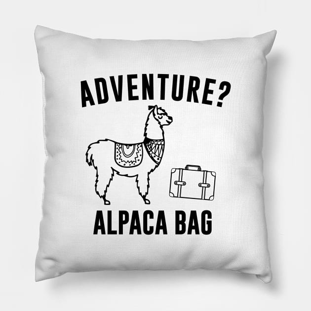 Adventure Alpaca Bag Pillow by newledesigns