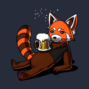 Funny Red Panda Bear Beer Drinking Party T-Shirt