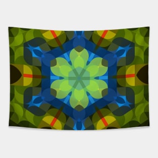 Retro Mandala Flower Green Blue and Orange Tapestry