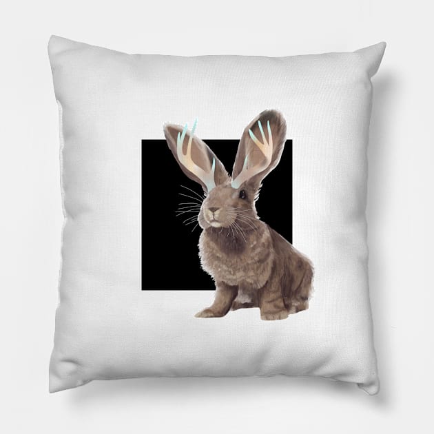 Jackalope Pillow by Blacklightco