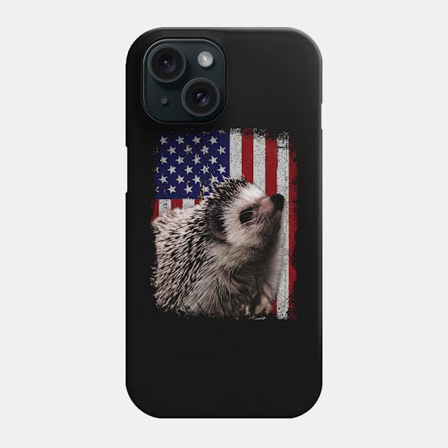 Spiky Snuggles Hedgehog USA American Flag Tee for Nature Lovers Phone Case by Kevin Jones Art