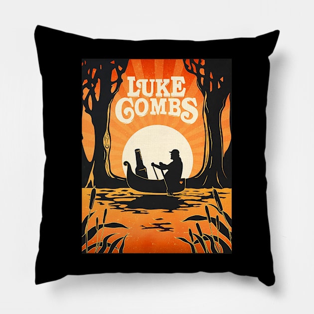 Vintage luke combs sunset Pillow by PATTERNCOLORFUL