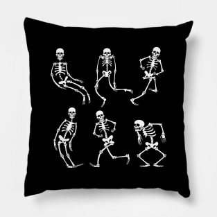 Retro Skeletons Cartoon Dancing at Halloween Party Pillow