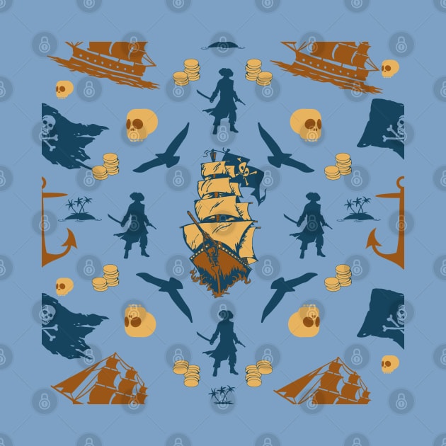 Ocean Life Adventure Pattern Of Pirate Treasure by vystudio