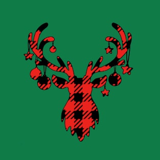 Plaid Reindeer Chritsmas Gift T-Shirt