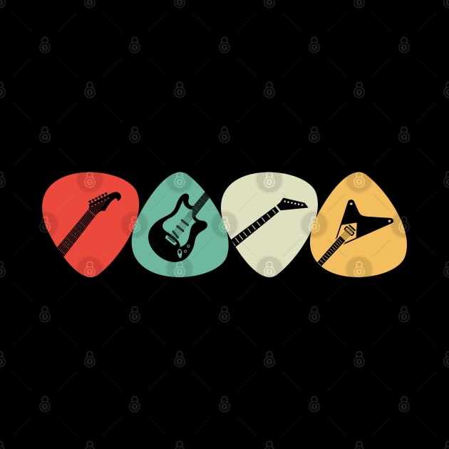 Retro Guitar Picks Electric Guitars Trendy Guitar Player by ArtedPool