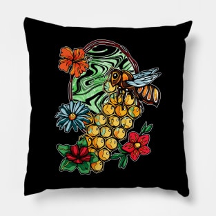 Cute bee with honeycomb, Save the bees Pillow